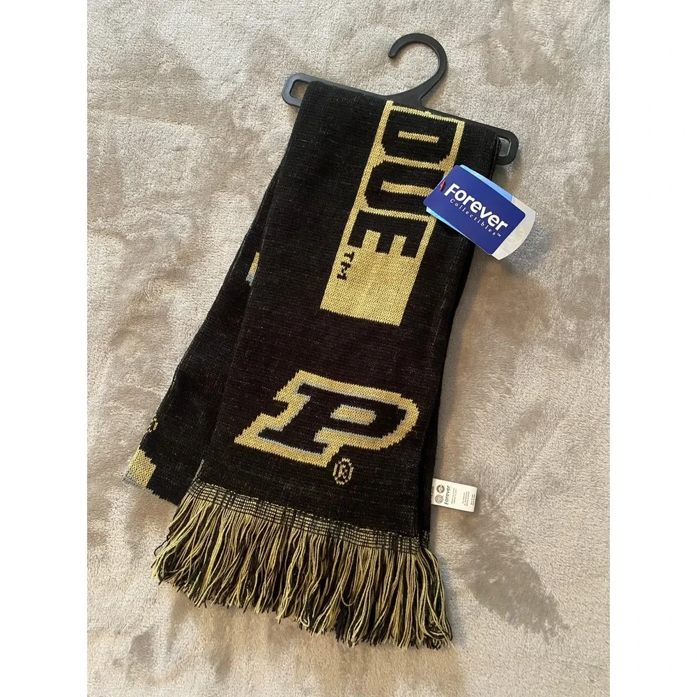 NWT‎ Purdue Scarf Unisex OS Black Gold Boilermakers Knit Fringe NCAA